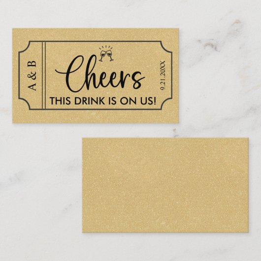 Gold Wedding Drink Ticket Gutschein (Vorne/Hinten)