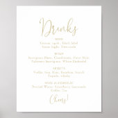 Gold Wedding Drinks Menü Extravagantes Skriptzeich Poster (Vorne)