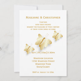 Gold Wedding Einladung Schmetterlinge Design