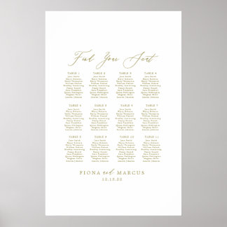 Gold Wedding findet Ihr Sitzplatzzeichen Poster