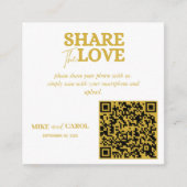 Gold Wedding Foto Sharing mit QR Code Begleitkarte (Vorderseite)
