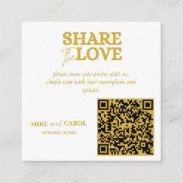 Gold Wedding Foto Sharing mit QR Code Begleitkarte