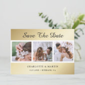 Gold Wedding Foto speichert die Datumskarten Save The Date (Stehend Vorderseite)