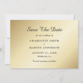 Gold Wedding Foto speichert die Datumskarten Save The Date (Rückseite)