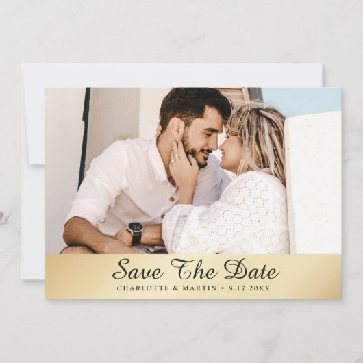Gold Wedding Foto speichert die Datumskarten Save The Date (Vorderseite)