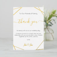 Gold Wedding Geometrie danke Ihnen Table Card