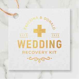 Gold Wedding Hangover Erholung Kit Foil Favor Tag
