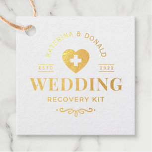 Gold Wedding Hangover Erholung Kit Foil Favor Tag