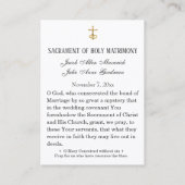 Gold Wedding Holy Card Wunderbare Medaille Visitenkarte (Rückseite)