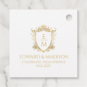 Gold Wedding Initials & Wedding Floral Wappen Geschenkanhänger (Rückseite)