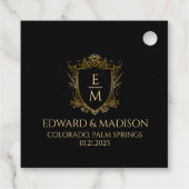 Gold Wedding Initials & Wedding Floral Wappen Geschenkanhänger (Rückseite)