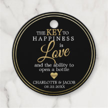 GOLD Wedding Key to Happy ist LIEBE Open Flasche