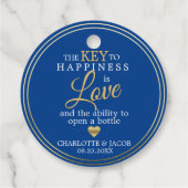 GOLD Wedding Key to Happy ist LIEBE Open Flasche Geschenkanhänger (Rückseite)