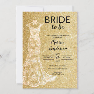 Gold Wedding Kleid Bridal Dusche Einladung