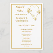 Gold Wedding Menu Butterfets Herzdesign Menükarte (Vorderseite)