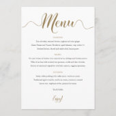 Gold Wedding Menu Table Card Menükarte (Rückseite)