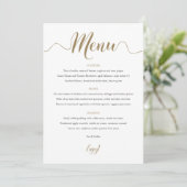 Gold Wedding Menu Table Card Menükarte (Stehend Vorderseite)