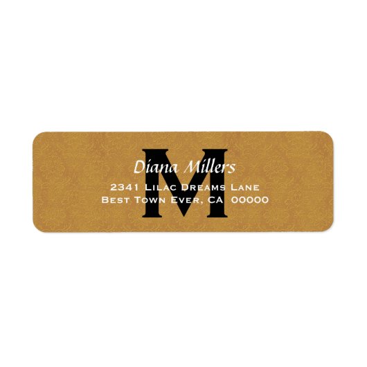 Gold Wedding Monogram Address Label V8 (Vorne)