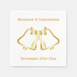 Gold Wedding Napkins Bells und Ribbon Serviette