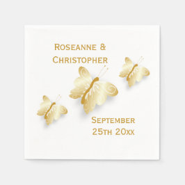 Gold Wedding Napkins Butterflies Design Serviette