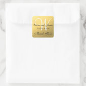 Gold Wedding Personalisiert Dankeschön Square Labe Quadratischer Aufkleber (Tasche)