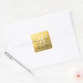 Gold Wedding Personalisiert Dankeschön Square Labe Quadratischer Aufkleber (Umschlag)