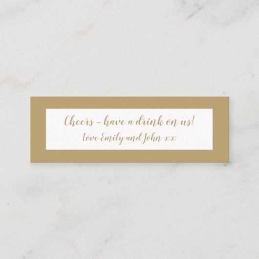 Gold Wedding Reception Drinks Ticket (Vorderseite)