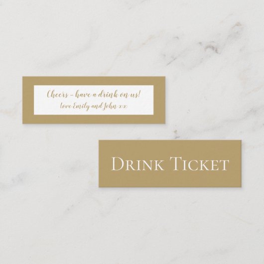Gold Wedding Reception Drinks Ticket (Vorne/Hinten)