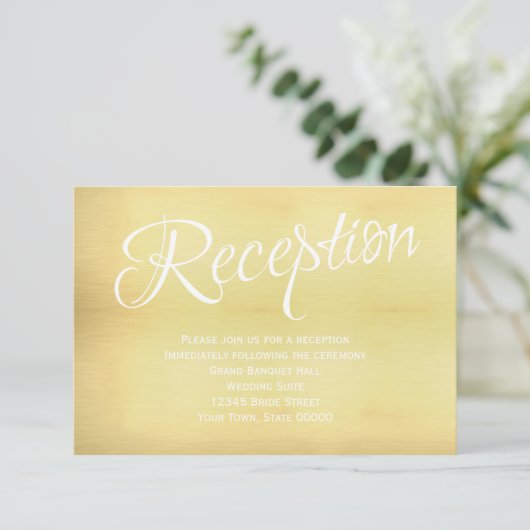 Gold Wedding Reception Info Card Einladung (Stehend Vorderseite)
