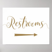 Gold Wedding Restrooms Right Arrow Schild (Vorne)