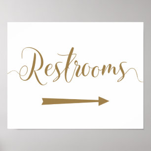 Gold Wedding Restrooms Right Arrow Schild