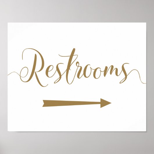 Gold Wedding Restrooms Right Arrow Schild (Vorne)