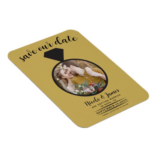 Gold Wedding Ring Foto Save the Date Magnet (Rechte Seite)