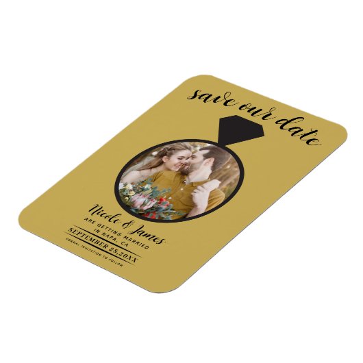Gold Wedding Ring Foto Save the Date Magnet (Linke Seite)