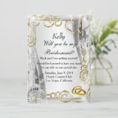 Gold Wedding Rings and Hearts Bridesmaid Card Einladung (Stehend Vorderseite)
