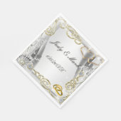 Gold Wedding Rings and Hearts Paper Napkins Serviette (Ecke)