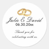 Gold Wedding Rings Danke Sticker (Vorderseite)