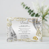 Gold Wedding Rings Hört auf Hochzeitsdetails Begleitkarte (Stehend Vorderseite)