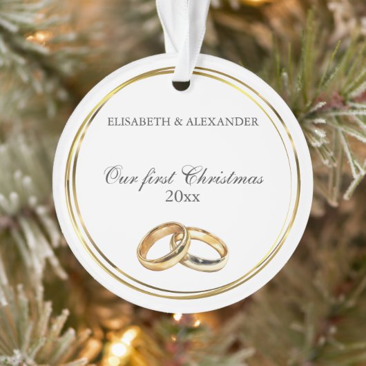 Gold Wedding Rings maßgeschneidert für unsere erst Ornament (Baum)