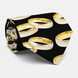 Gold Wedding Rings Muster auf schwarz Krawatte