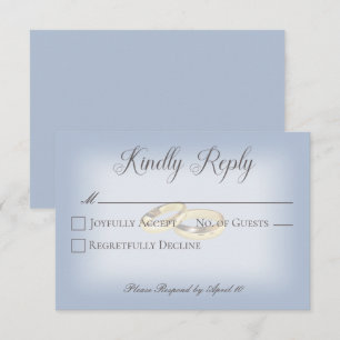 Gold Wedding Rings on Blue Wedding RSVP Karte