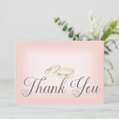 Gold Wedding Rings on Blush Wedding Dankeskarte (Stehend Vorderseite)