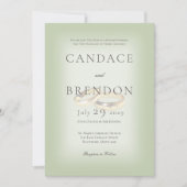 Gold Wedding Rings on Sage Wedding Einladung (Vorderseite)