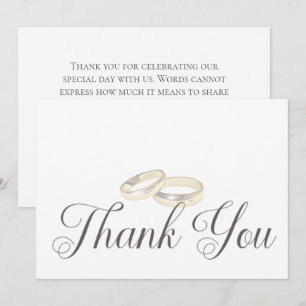 Gold Wedding Rings on White Wedding Dankeskarte