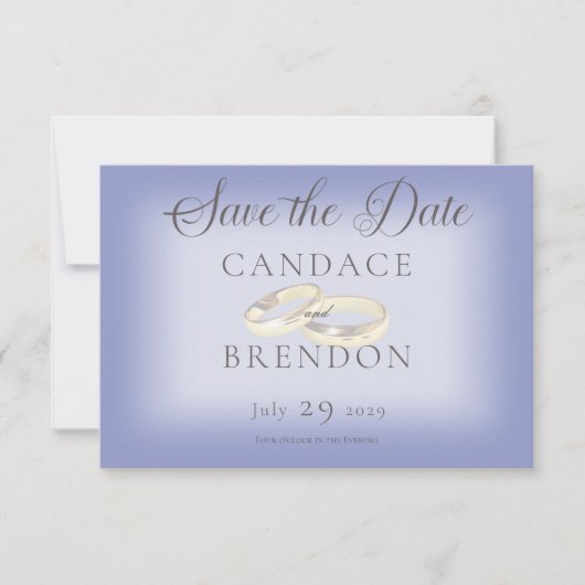 Gold Wedding Rings Periwinkle Wedding Save The Date (Vorderseite)