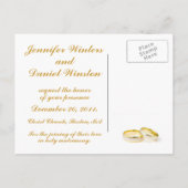 Gold Wedding Rings Save the Date Postkarten (Rückseite)