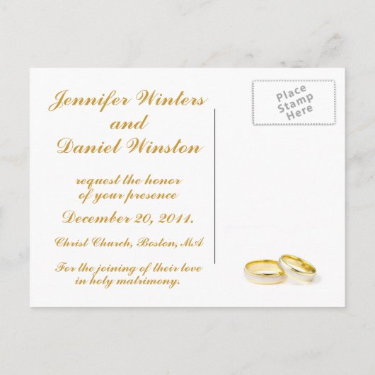 Gold Wedding Rings Save the Date Postkarten (Rückseite)