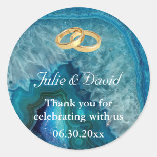 Gold Wedding Rings Vielen Dank auf Blue Agate Runder Aufkleber