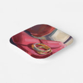 Gold Wedding Rings Watercolor Painting Red Pappteller (Gewinkelt)