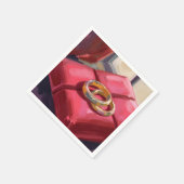 Gold Wedding Rings Watercolor Painting Red Serviette (Ecke)